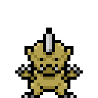 小鬼「黄」（ドット絵） 小鬼,鬼,ドット,絵,化け物,モンスター,妖怪,ゲーム,ピクセルアート,レトロのイラスト素材