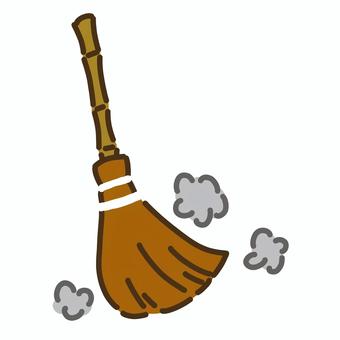 白色のヒモで縛られた竹製の柄のほうき3 白色のヒモで縛られた竹製の柄のほうき3 ほうき,道具,掃除道具,掃除,竹,茶色,黄土色,埃,灰色,白のイラスト素材