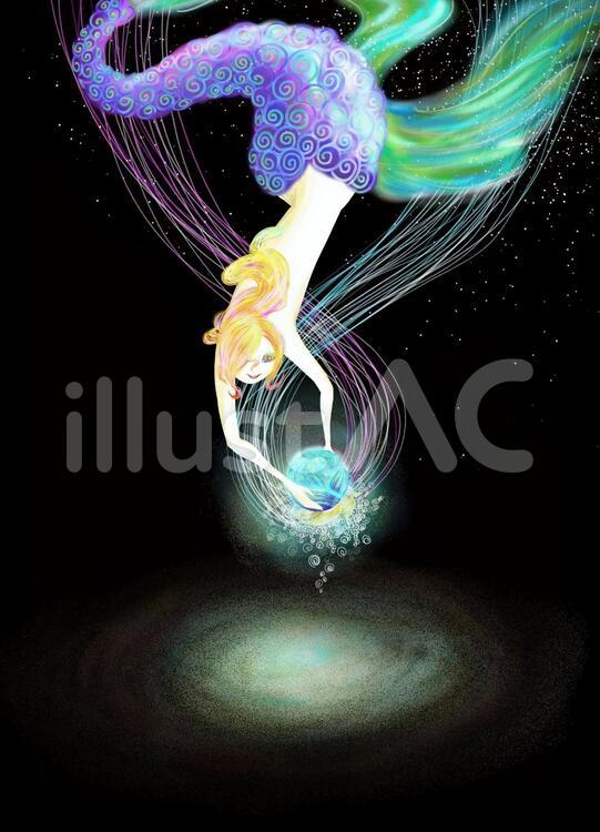 人魚 人魚,海,女性のイラスト素材