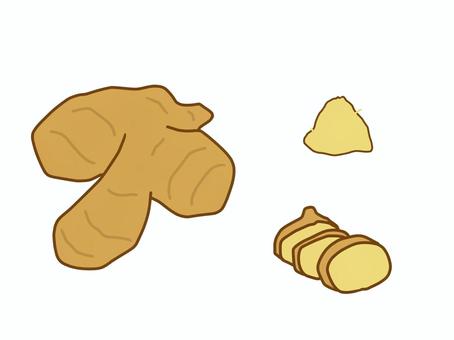 しょうがアイコン 野菜,しょうが,薬味,根菜,かわいい,アイコン,シンプル,手描き,ベタ塗り,食べ物のイラスト素材