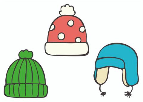 WI_C10_ぼうし 冬,ニット帽,防寒アイテム,あったか生活,手描きのイラスト素材