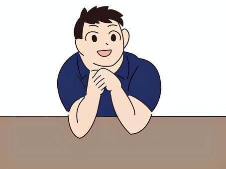 話しを聞く男性 話しを聞く男性 男性,上半身,手描き,シンプル,単体,白バック,ワンポイント,挿絵,若い,デートのイラスト素材