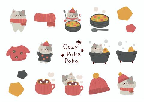 Illustration, warm, winter, cat, 