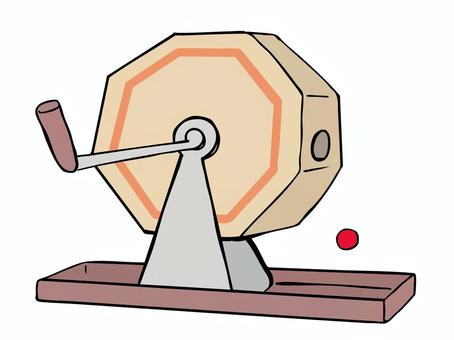 ガラポン ガラポン,くじ,運試し,福引,赤玉,当たり,主線あり,広告,チラシ,白背景のイラスト素材