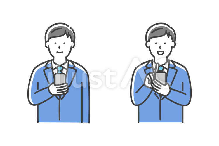 スマートフォンを操作するスーツの男性 スマートフォン,スマホ,電話のイラスト素材