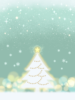 おとぎの森・聖夜のクリスマスツリー【9】 クリスマス,クリスマスツリー,冬,聖夜,雪,12月,雪の結晶,キラキラ,メルヘン,ゆめかわのイラスト素材