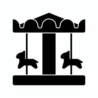 メリーゴーランドのシルエット メリーゴーランド,遊具,遊園地,シルエット,シンプル,挿絵,黒,アイコン,素材のイラスト素材