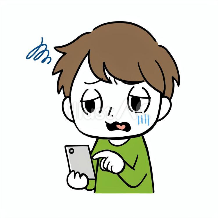 スマホを見て嫌な気持ちになった男性 スマホ,携帯,メールのイラスト素材