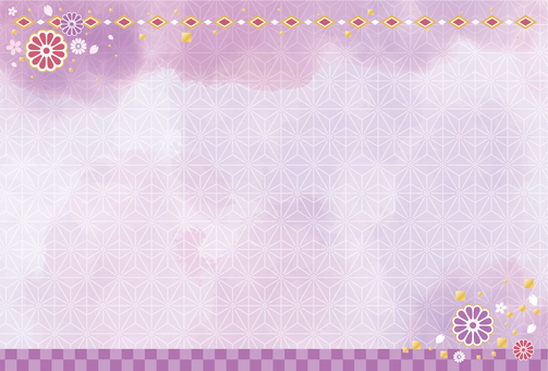 正月素材149 背景,和風,和柄,紫,かわいい,きれい,水彩風,麻の葉,市松,飾りのイラスト素材