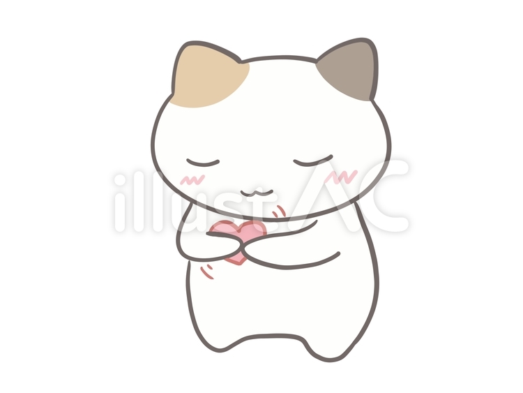 あたたかい気持ちになった三毛猫 猫,気持ち,温かいのイラスト素材