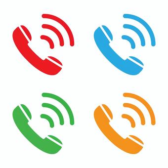 着信アイコン2_セット 電話,着信,発信,受話器,アイコン,シルエット,シンプル,カラフル,マーク,単色のイラスト素材
