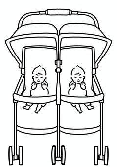 Illustration, gemini, baby, stroller, 