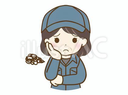 悩む中年女性作業員