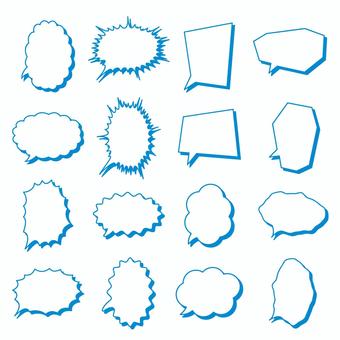 コミック風の吹き出しセット(ブルー) コミック風の吹き出しセット(ブルー) 吹き出し,コマ,漫画,セリフ,セリフ枠,ベクター,フキダシ,コメント,手書き風,ベクター素材のイラスト素材
