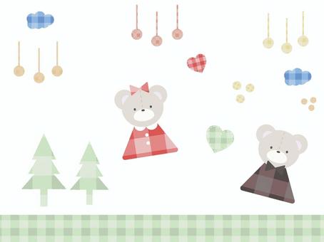 Illustration, check, bear, red, 