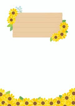 ひまわりの夏の背景、木目のフレーム、 ひまわりの夏の背景、木目のフレーム、 ひまわり,夏,木目,背景,フレーム,木目調,木目テクスチャ,向日葵,花,ヒマワリのイラスト素材