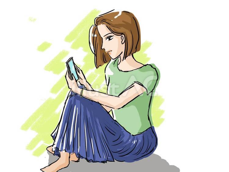 携帯を見る女性 女性,若い,携帯のイラスト素材