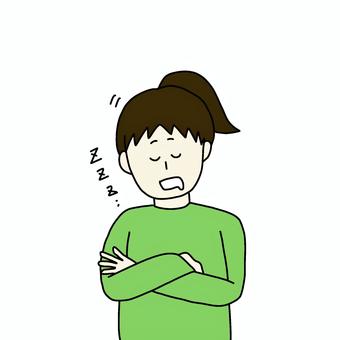 居眠りしている女性 女性,人物,シンプル,居眠り,睡眠,よだれのイラスト素材