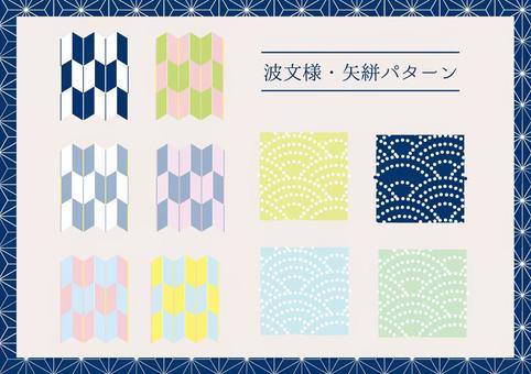Wave pattern/Yagasuri pattern set, JPG and AI Wave pattern/Yagasuri pattern set, तरंग पैटर्न, yagasuri, पैटर्न, JPG and AI