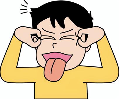 にらめっこ にらめっこ,変顔,舌,出す,いたずら,子供,レトロ,漫画のイラスト素材