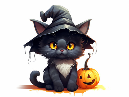 ハロウィンの仮装した猫のイラスト