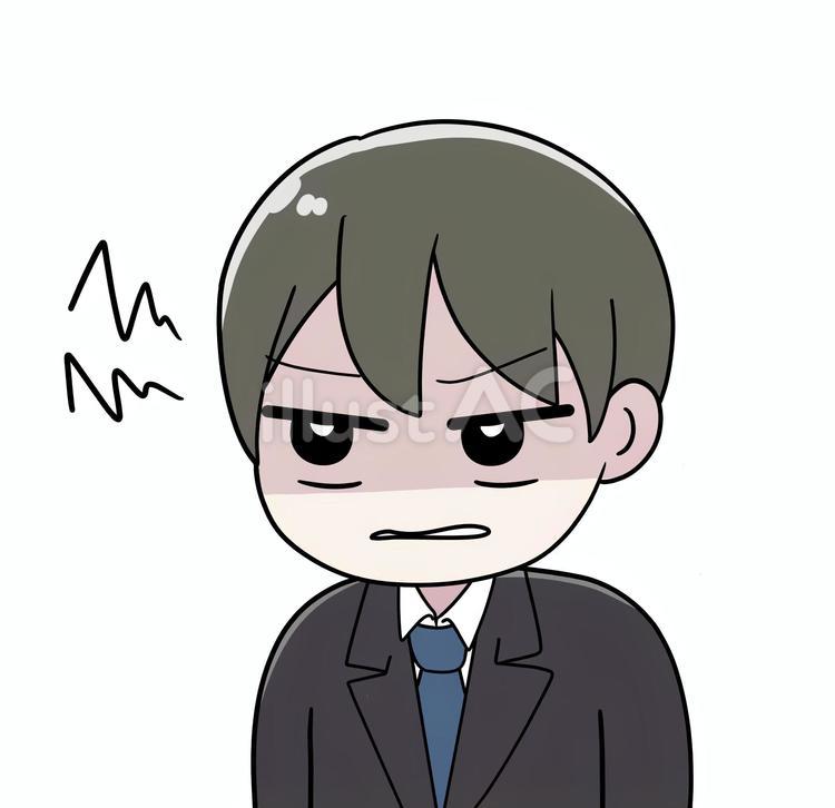 歯ぎしりをして睨むサラリーマン_02 イライラ,ストレス,歯ぎしりのイラスト素材