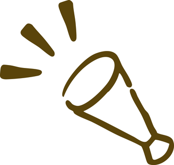 メガホン 手描き線画(茶色) メガホン,応援,声援,拡声器,拡声機,応援メガホン,運動会,スポーツ,アイコン,大声のイラスト素材