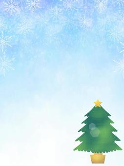 クリスマスの背景、フレーム37 クリスマスの背景、フレーム37 水彩,クリスマスツリー,クリスマス,もみの木,ツリー,冬,雪の結晶,雪,背景,フレームのイラスト素材