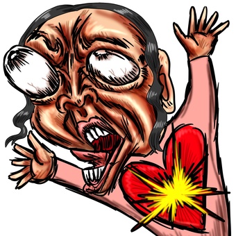 精神ダメージまたは失恋する女性 ショック,ダメージ,ギャー,ハートブレイク,ブロークンハート,失恋,感情,表情,リアクション,効くのイラスト素材