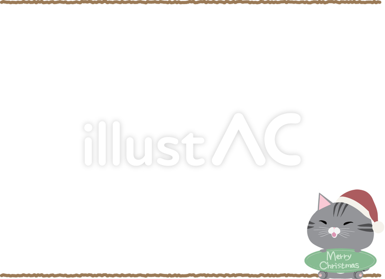 メリークリスマス_猫_さばとら_フレーム ねこ,クリスマス,メリークリスマスのイラスト素材