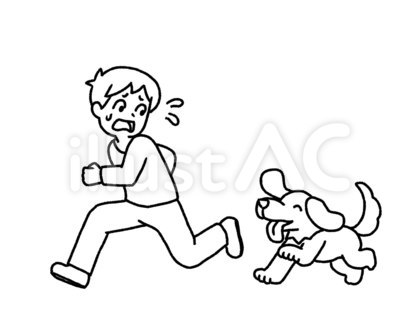 【白黒】犬から逃げる【線画】
