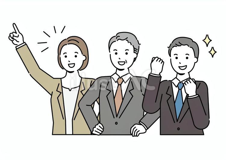 目標を見つめるビジネスマンたち 仕事,スーツ,男性のイラスト素材