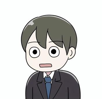 ポカンと口を開けるサラリーマン_02 ポカンと口を開けるサラリーマン_02 可愛い,かわいい,手書き,手描き,なぜ,?,どうして,どうしよう,嘘でしょ,疑問のイラスト素材