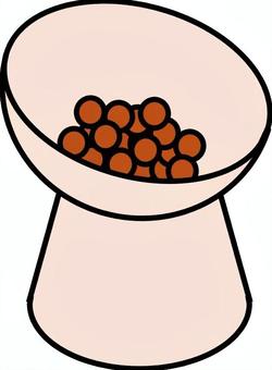 カリカリ入りフードボウル２（ピンク） フードボウル,エサ入れ,水入れ,ごはん,器,皿,ペット,斜め,食器,猫のイラスト素材