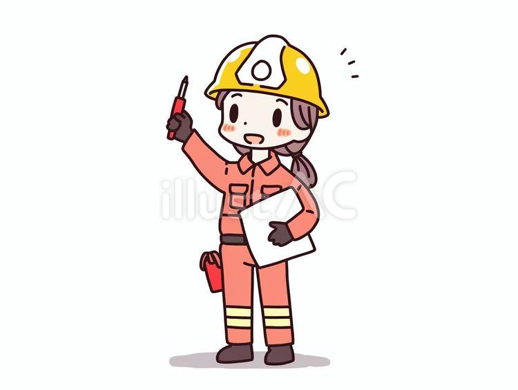 現場で点検作業を行う女性作業員 作業員,女性,点検のイラスト素材