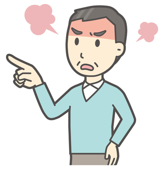  ニット中年男性-033-バスト 怒る,おじさん,男性,中年,お父さん,パパ,シニア,ミドルエイジ,人物,かわいいのイラスト素材