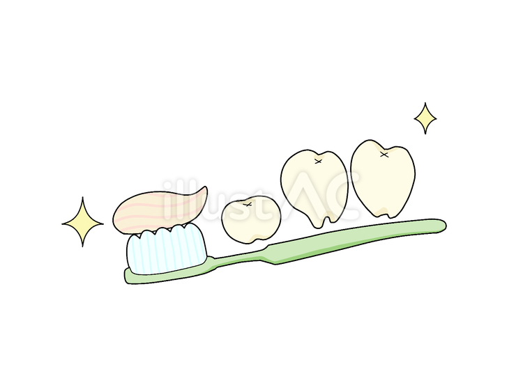 虫歯予防のイラスト　歯と歯ブラシ 歯,歯ブラシ,ハミガキのイラスト素材