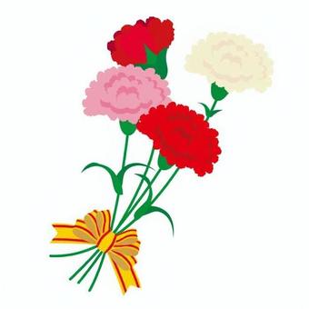 カーネーション スペイン,外国,社会,カーネーション,束,リボン,ピンク色,プレゼント,赤色,白色のイラスト素材