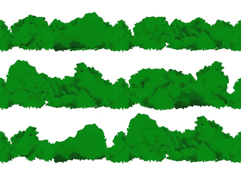 ハッチングで生垣　横シームレス　５種 ハッチング,草むら,線,線画,モコモコ,背景,生け垣,低木,密集,植物のイラスト素材