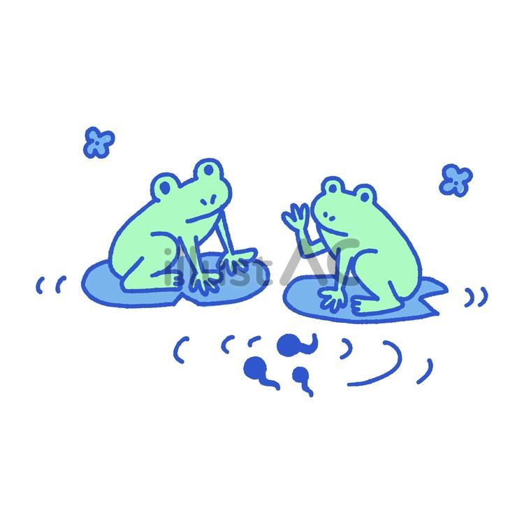 かえるの親子 かえる,親子,おたまじゃくしのイラスト素材