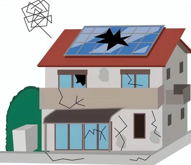 空き家　 空き家,古い,劣化,ヒビ,住宅,ソーラーパネル,発電,一軒家,窓,屋根のイラスト素材
