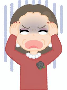 中年女性絶望 女性,絶望,ショック,蒼白,青ざめる,白目,中年,おばさん,マダム,ケバいのイラスト素材