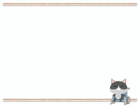 車椅子_猫 車椅子,猫,はちわれ,動物,かわいい,医療,フレームのイラスト素材