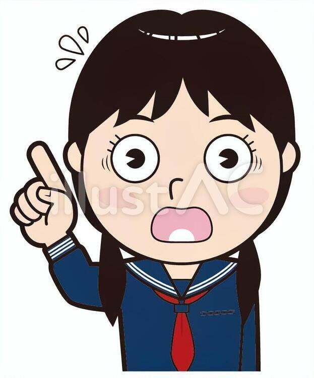 指差し女子中学生（驚く） 指差し,ポイント,チェックのイラスト素材
