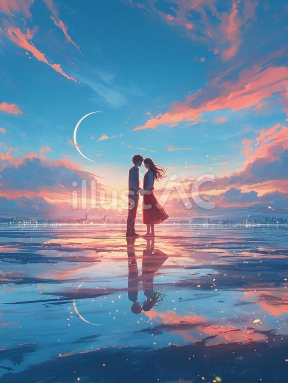 二人だけの美しき世界 男女,カップル,愛のイラスト素材