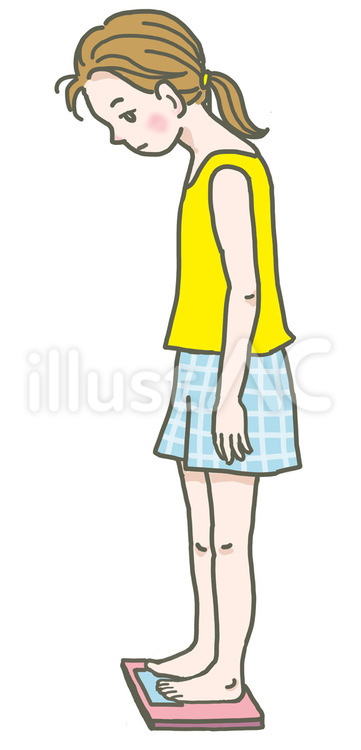 体重計に乗る女性 女性,人物,体重測定のイラスト素材