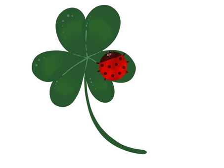 デフォルメしたクローバーとてんとう虫 クローバー,三つ葉,春,葉っぱ,葉,植物,シンプル,かわいい,デフォルメ,てんとう虫のイラスト素材