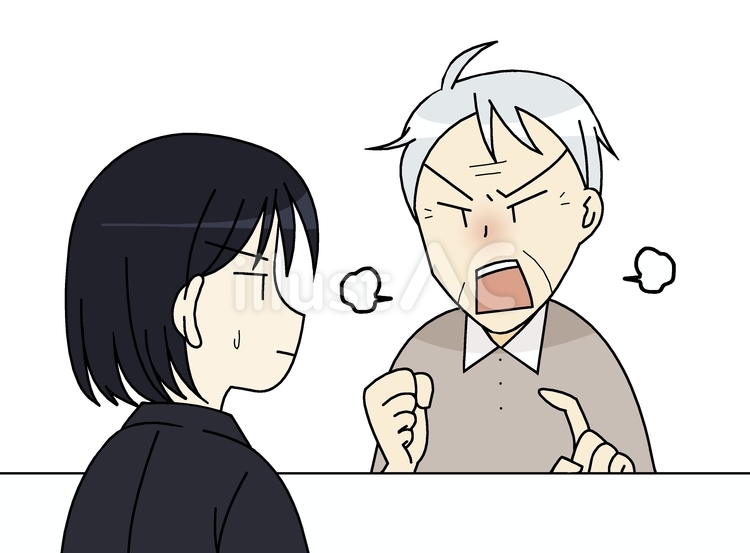 受付で怒鳴る男性 人物,受付,怒鳴るのイラスト素材