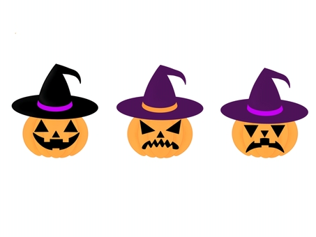 帽子を被ったジャックオランタン かぼちゃ,秋,ハロウィン,10月,ジャックオランタン,イベント,おばけ,ホラー,シンプル,手書きのイラスト素材