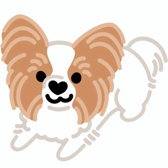 ハート鼻のパピヨン（ふせ）1 パピヨン,犬,動物,ハート,鼻,ふせ,シンプル,かわいい,キュート,デフォルメのイラスト素材